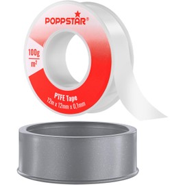 POPPSTAR PTFE Thread Sealing Tape 100 g/m² Teflon Sealing Tape GRp for Coarse Thread (Gas, Water & Steam Sealing) 12 m x 12 mm x 0.1 mm
