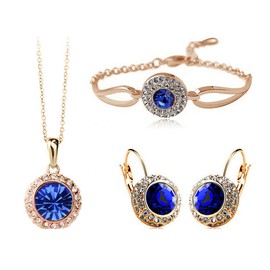 FDEETY Jewelry Set for Women Rhinestone Crystal Necklace Earrings Bracelet Set Gifts Wedding Engagement Bridesmaid Costume Dress Prom Jewelry Sets (Red)