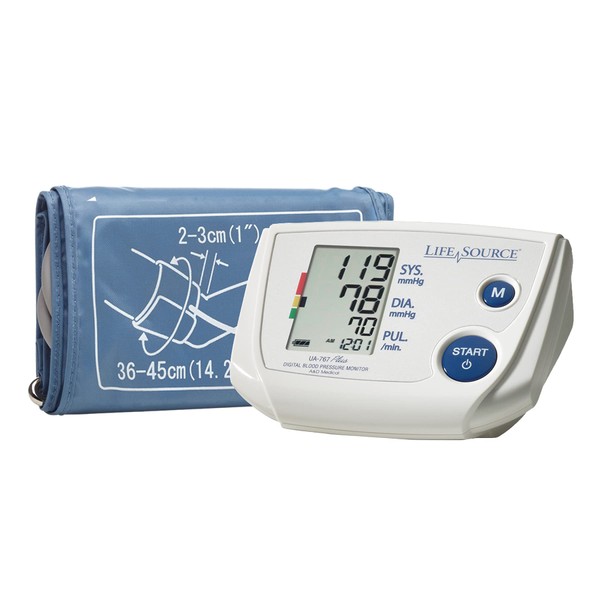 A&D Medical LifeSource SPECIALTY Blood Pressure Machine with Large Upper Arm Cuff (36-45 cm/14.2-17.7" Range) Home BP Monitor, One Click Operation with Easy To Read Precise Illuminated Readings