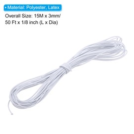 PATIKIL 1/8" x 49' Bungee Shock Cord, 3mm Thick Kayak Stretch String Rope Heavy Elastic Rope Marine Tie-Down Strap for Kayaking Boating Camping, White