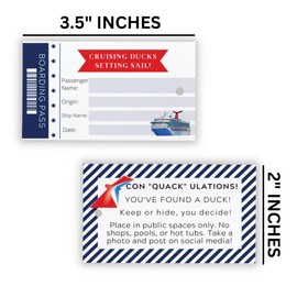 Cruising Ducks Boarding Pass Hang Tag with Rubber Bands | 30 Pack | Tags 2 x 3.5" inches Business Card Size | #CruisingDucks Oh What Luck!