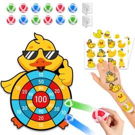 36PCS Duck Birthday Decorations Party Game Dart Board Games for Kids with 12PCS Sticky Balls Large Fun Dwarf Dartboard Indoor Outdoor Sports Games Party Toys for Party Supplies