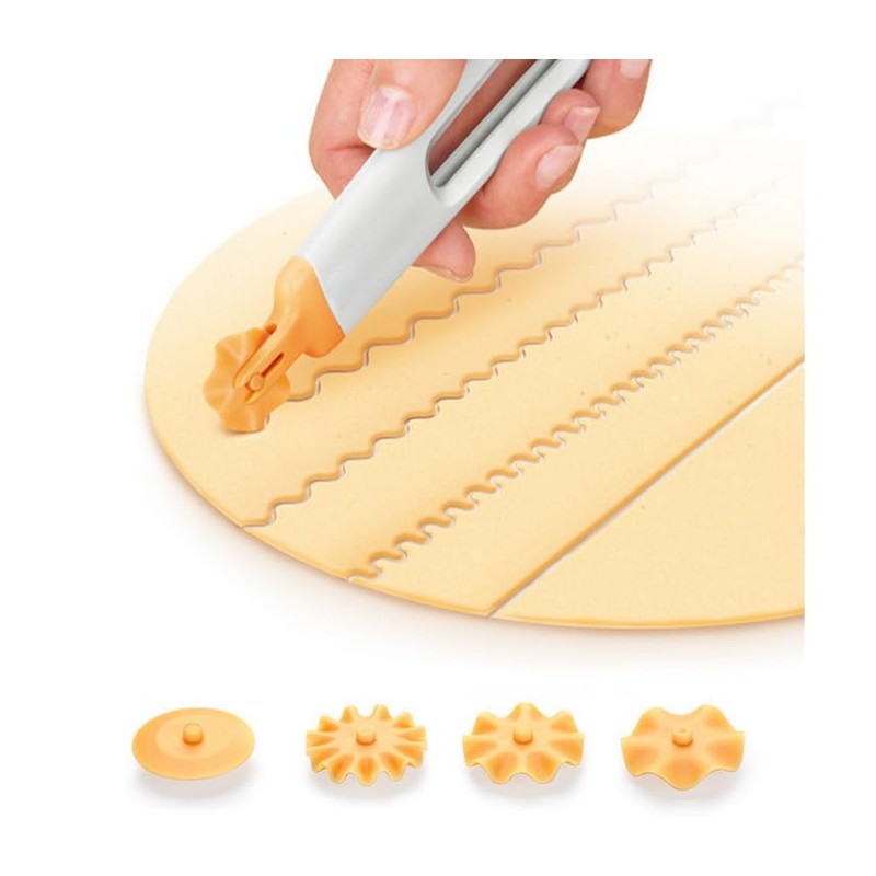 Eokoaiee Pastry Wheel Biscuit Dough Roller Cutter - 4pcs Cutters