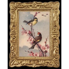 Unbranded Vintage Songbirds Bird Miniature Dollhouse Art Picture 8180
