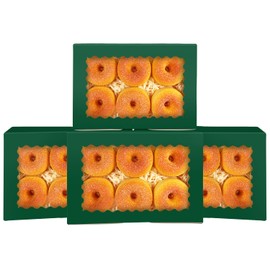 qiqee 50Pcs Deep Green Cookie Box with Window 9x6x2.5 inch Pastry Macaron Bakery Box For Packaging