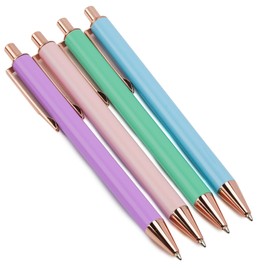 Sooez Metal Pens 4Pcs, Ballpoint Pens for Women, Stainless Steel Pens Retractable, 1.0mm Medium Point, Nice Pens Black Ink, Cute Pens Fancy Pens Gifts for Women Coworkers Teacher Office, Multicolor