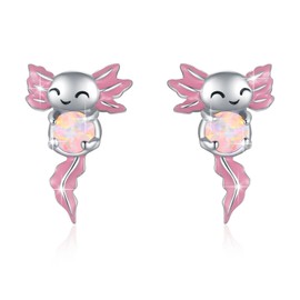 Axolotl Stud Earrings 925 Sterling Silver Hypoallergenic Animal Earrings Mexican Jewellery Gifts for Women Girls, Sterling Silver