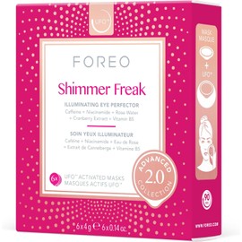 Foreo Máscara facial Shimmer Freak Advanced Collection 2.0 UFO-Activated Contorno de ojos Belleza facial Agua de rosas Niacinamida Todo tipo de piel Arrugas Hinchazón 6 u. por paq.