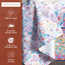 Maison d' Hermine Cloth Napkins 20”x20” 100% Cotton Decorative Washable Easter Table Napkin for Kitchen, Party, Wedding, Restaurant & Camping, Indian Floral - Spring/Summer