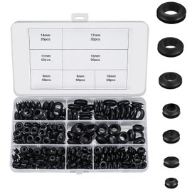 Cable Grommet Rubber Black Rubber Grommets Grommets Rubber Seal Set in 7 Sizes Rubber Grommet Cable Grommet Rubber Plugs for Wire Duct Electrical Installation (260 Pieces)