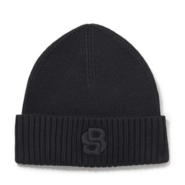 BOSS Men's Double B Logo Knit Hat, Black Crow, One Size
