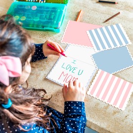 AZAZA Blank Cards and Envelopes 24 Pack,3.5x5 Mini Striped Greeting Cards,Blank Note Cards for Baby Shower,Wedding Thank You Cards,Bridal Shower,Small Quick Notes (Pink and Blue)