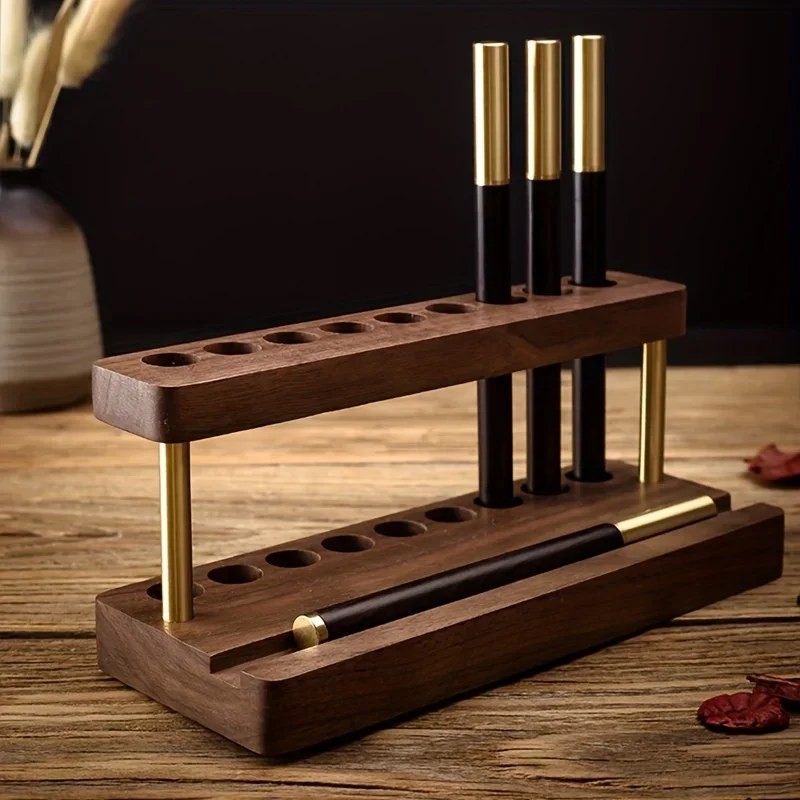 walnut wood desk organizer