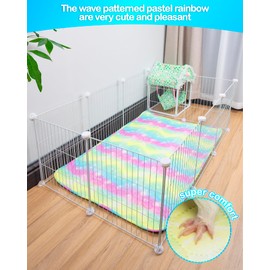 BESNEW Guinea Pig Bedding,Washable & Super Absorbant Guinea Pig Cage Liner,Reusable Guinea Pig Pee Pads Anti Slip Guinea Pig Bedding for Small Animals Rabbits Hamster Rat Wave Rainbow 3 Pack