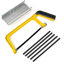 Viganoc 6-inch Mini Hacksaw and Miter Block Set - 150 mm Cutting Hand Saw with 5Pc Bi-Metal Blades