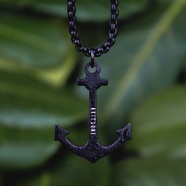 Akitsune Portus Pendant with 70 cm Chain | Necklace Port Anchor Nautical Maritime Women Men Stainless Steel, Stainless Steel