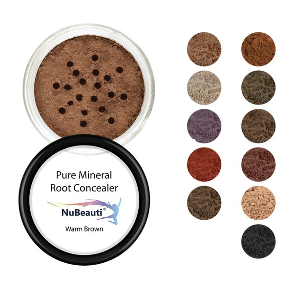 Hair Root Touch Up Powder – Root Cover Up Hair Powder – 11 True-to-Nature Root Concealer Shades – Zero Fragrance, Talc or Parabens – Hair Cover Hairline Powder by NuBeauti (Without Brush, Warm Brown)