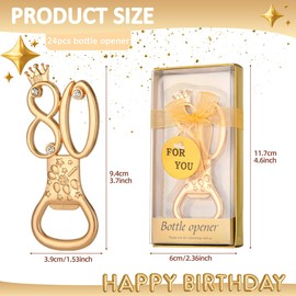 24Pcs 80th Bottle Opener Birthday Party Favors for Guests Gold 80th Rhinestones Crown Beer Bottle Openers with Gift Box 80th Wedding Anniversaries Adult Birthday Supplies Decorations Souvenirs (80th)