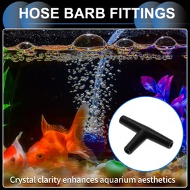 X AUTOHAUX Plastic Hose Barb Fittings, 3/16" T Shaped 3 Way Barb Fitting Plastic Black, 10 Pcs