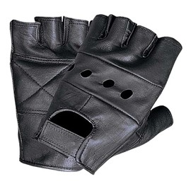 UNIK Men's Cowhide Leather Fingerless Gloves, Gel Palm & Elastic Strap (XL)