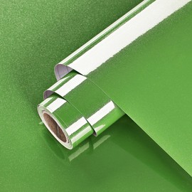 Wallercity Glossy Green Contact Paper for Countertops Peel and Stick Wallpaper Vinyl Self Adhesive Contact Paper for Kitchen Cabinets Shiny Green Wallpapers Glitter Wallpapers Removable 15.8''x118''