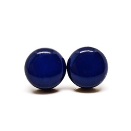 Stud Earrings Set, Navy Blue 10 mm Round Studs for Women Girls Men, Handmade Stainless Steel Posts for Sensitive Ears, Lightweight Color Dot earrings by Candi Cove Designs