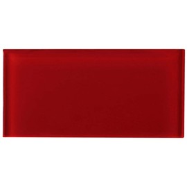 Tenedos Ruby Red 3x6 Red Glass Wall Tile Mosaic Backsplash for Bathroom, Kitchen, Accent Decor, Fireplace (No Peel and Stick Tile) (Price per Square feet, 8 Pieces)