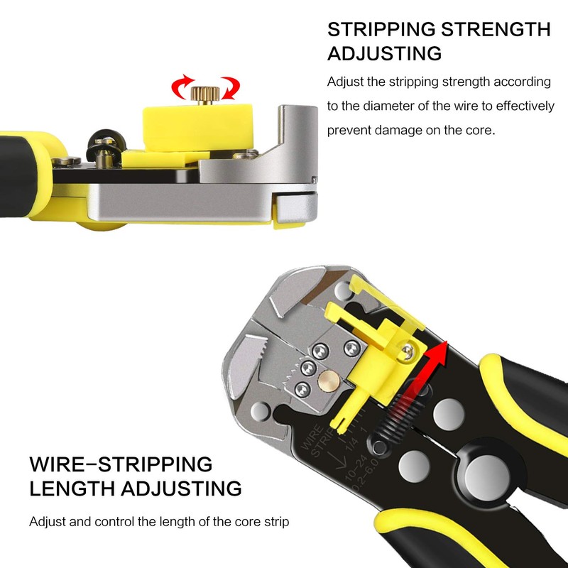 Wire Stripper, Automatic 0.2-6.0 mm² / 24-10 AWG, 3-in-1 Multifunctional