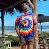 Maazusa Men Hippie Costume 60s 70s Hippie Costume Tie-Dye T-Shirt
