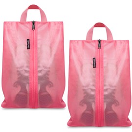 Bagail Shoe Bags for Travel,2 Set Shoe Bag for Storage in Closet,Transparent Shoe Packing Organizers with YKK Zipper (L 17"x10"x5", Coral 2pcs)