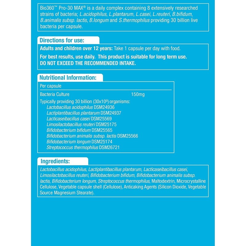 Natures Aid Bio360 Pro-30 MAX (30 Billion Bacteria), 60 Capsules