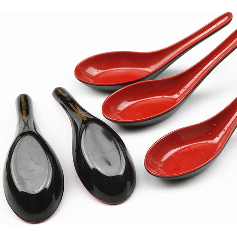 LATRAT 8 Pcs Chinese Won Ton Soup Spoons Plastic Asian