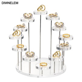 DIWNELEM Round Acrylic Jewelry Stand Acrylic Display Riser Stands Dessert Tower Acrylic Display Tower for Watch,Jewelry,Rings,Earrings,Mini Figurines (Clear,12Tier)