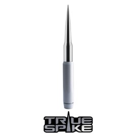 TRUE SPIKE 9 inch White Silver TIP PENETRATOR Fat Bullet Antenna with Anti-Theft + Copper Coil Heavy Gauge CNC Billet Aluminum Short Compatible with Harley Davidson Touring Model with Tour PAK ONLY