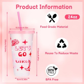 XLSXEXCL 12 Pcs Western Cowgirl Plastic Cups with Lids and Straws Cowgirl Reusable Cups Cowboy Boots DiscoPreppy Coffee Drinking Cup for Wedding Birthday Baby Shower Favor Supplies Kid Women