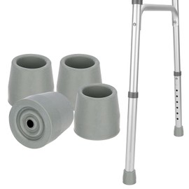MFE 4-Pack Walker Tips, Universal Walker Tips with Skid-Resistant Traction and Easy Installation, Premium Rubber Attachments for Standard Walkers and Commodes, 1 inch, Grey
