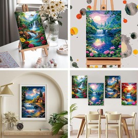 Paint by Numbers for Adults and Kids Beginner, 4 Pack Landscape Painting by Number Kits On Canvas, Number Artist Paint by Number Kit DIY Oil Painting Acrylic Paints, Home Wall Decor 12x16in