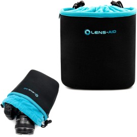 Lens-Aid Neoprene Camera Bag with Lining to Protect Camera Equipment, Camera Bag for Backpack and Handbag for Swaddling Cloth Replacement, black/blue