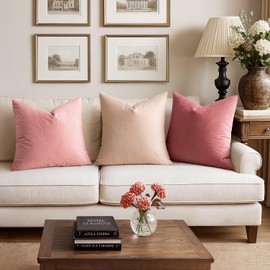 MIULEE Velvet Throw Pillow Covers 18x18 Inch, Pack of 2 - Dusty Pink, Soft Solid Decorative Pillow Covers Cushion Cases Modern Luxury Valentines Home Decor for Spring Couch Sofa Bedroom Livingroom
