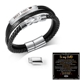 SUNSH Fathers Day Dad Gift,Dad Bracelet-BEST DAD,Bracelet Gifts for Dad,Dad Presents for Father Day/Birthday/Christmas,Perfect Gifts for Fathers Day from Daughter/Son,Men Leather Bracelet