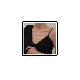 Bar Cube Pendant Necklace Boho Lariat Square Y-Shape Necklace Block Diamond Sweater Chain Jewelry for Women Girls (Gold)