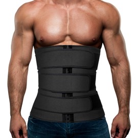 Corsé de neopreno para entrenamiento de cintura para hombre, para sauna, reductor de sudor, adelgazante, vientre con cinturones                       