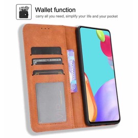 SEAHAI Leather Folio Case for HMD Skyline, Premium PU Wallet Cover with Credit Card Pocket/Cash Slots/Support Kickstand, Flip Magnetic Automatic Adsorption Shell - Brown