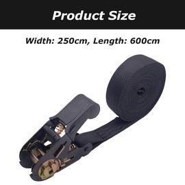 2 Pcs Ratchet Tie Down Straps with Durable Material, Adjustable Luggage Straps, Heavy Duty Cargo Lashing Straps, Straps Suitable for Motorcycles, Trailer, Kayak, Cargo, Roof Rack (Black, 6M*2.5CM) ﻿