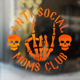 Anti Social Mom Club Car Decal Skeleton Hand Skull Mom Life Mental Health Car Mirror Decal Car Accessories Affirmations Funny Vinyl Decal Waterproof 8 Inches Bumper Gifts for Mom Dad Friend Coworker