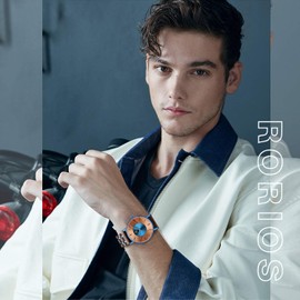 RORIOS Watch Wooden Watch, Men's, Natural Wood, Popular, Unique, Made in Japan, Quartz, Lightweight, Minimalist, Wood Watch, Travel, Stylish, Casual, Business, Business Trips, Commutes, School, Walnut