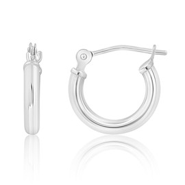 Solid 14k Gold Hoop Earrings for Women | 14k Real Gold Earrings with Click Tops | 0.47 Inches Small White Gold Earrings by MAX + STONE
