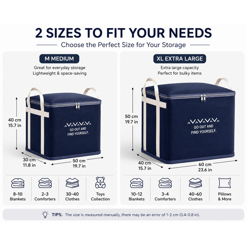 2 Pack Large Non-Woven Fabric Clothes Storage Bag Organizer with