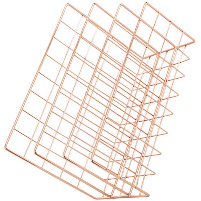 Iron and Metal Letter Holder with Three Grids, Bookcase, Multifunctional