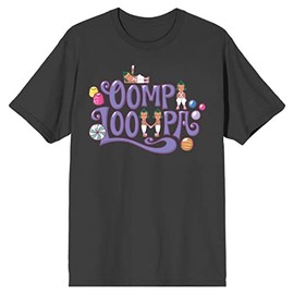 Bioworld Willy Wonka & The Chocolate Factory Oompa Loompa and Candies Charcoal Gray Men's T-Shirt-Large